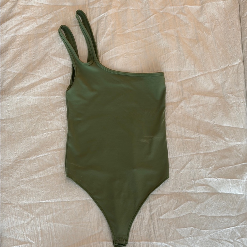 Abercrombie & Fitch Green Bodysuit Asymmetrical Design